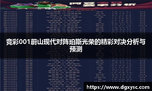 竞彩001蔚山现代对阵珀斯光荣的精彩对决分析与预测